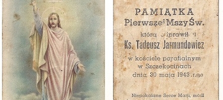  Pamiątka pierwszej mszy św. w Szczekocinach. 30.05.1943 roku